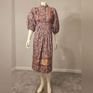 Elegant Paisley Long Sleeve Dress